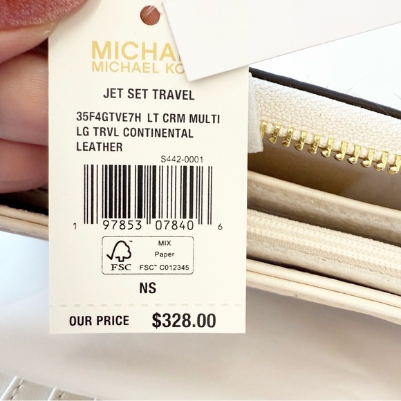 NWT Michael Kors Jet Set Travel Wristlet Wallet in Cream Leopard Calf Hair - Picture 5 of 6